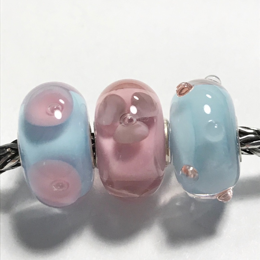 Authentic Trollbeads 3 Glass Bead Set NEW